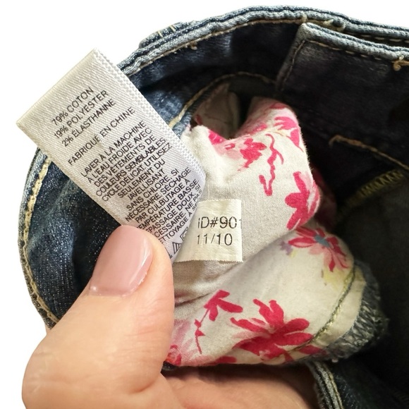 Express jeans women’s size 8 blue zipper pocket straight preppy Super Low Rise - Picture 12 of 12